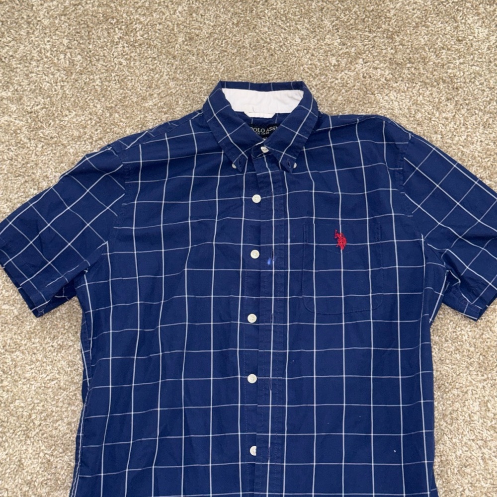Polo by us asn Men's Navy Grid Shirt